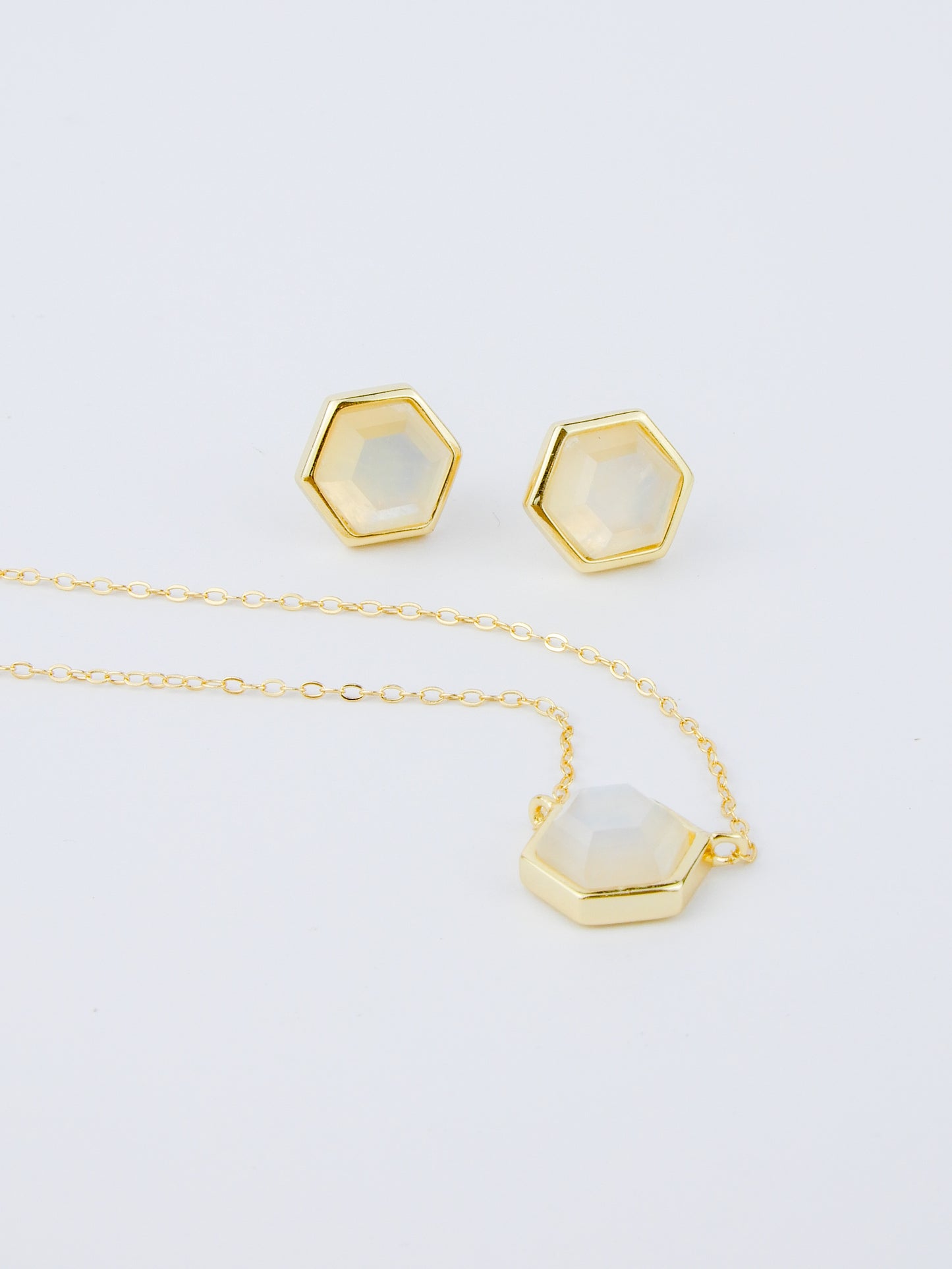 Hex Moonstone Pendant Necklace